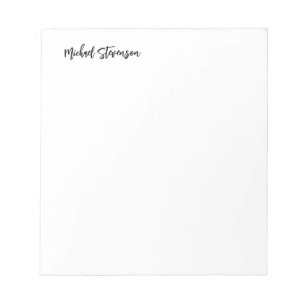 Calligraphy Black White Personalised Plain Modern Notepad