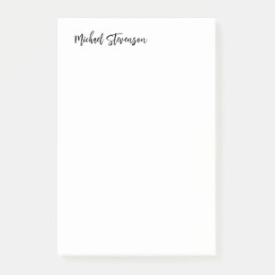 Calligraphy Black White Personalised Plain Modern Post-it Notes
