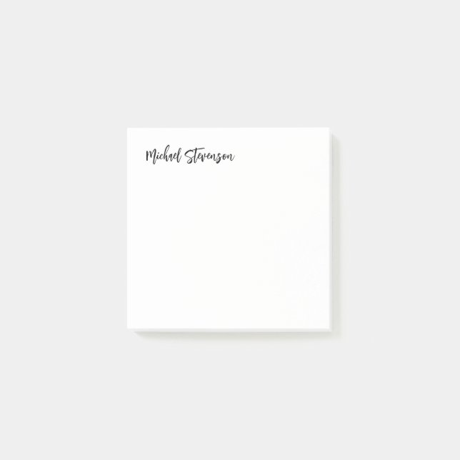 Calligraphy Black White Personalised Plain Modern Post-it Notes (Front)