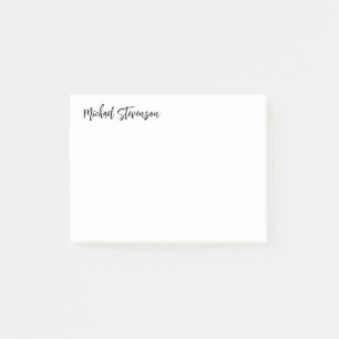Calligraphy Black White Personalised Plain Modern Post-it Notes