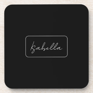 Calligraphy Black White Plain Creative Modern Name Coaster