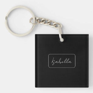 Calligraphy Black White Plain Creative Modern Name Key Ring