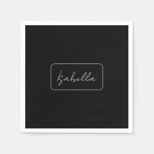 Calligraphy Black White Plain Creative Modern Name Napkin