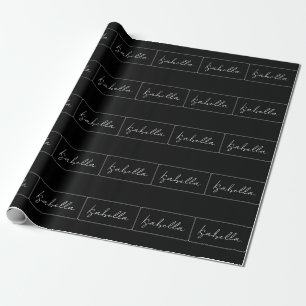 Calligraphy Black White Plain Creative Modern Name Wrapping Paper