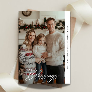 Calligraphy Blessings Religious Christmas Photo Holiday Card