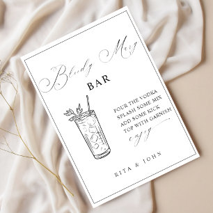 Calligraphy Bloody Mary Bar Wedding Sign