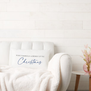 Calligraphy Blue Ink Pen Minimalist Christmas Lumbar Cushion