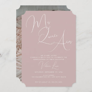 Calligraphy Blush Pink 15th Birthday quinceañera Invitation