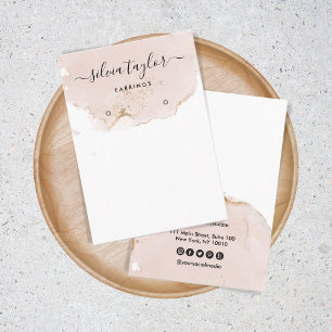 Calligraphy blush pink earth Earring display card