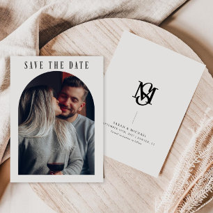 Calligraphy Boho Arch Photo Wedding Monogram Save The Date