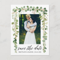 Calligraphy Botanical Gold Save The Date Photo