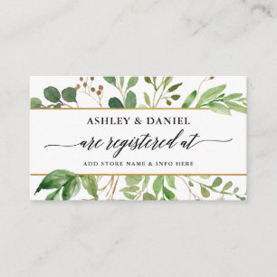 Calligraphy Botanical Green Wedding Registry Enclosure Card