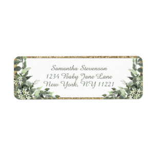 Calligraphy Botanical Greenery Return Address Label