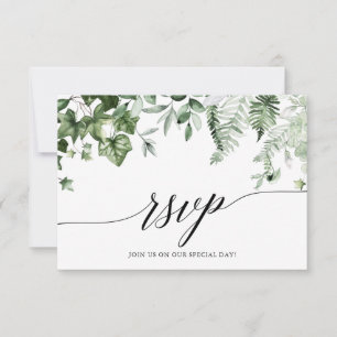 Calligraphy Botanical Ivy Greenery Wedding RSVP Card