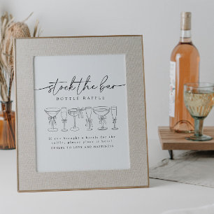 Calligraphy Bow Drinks Stock The Bar Raffle Sign