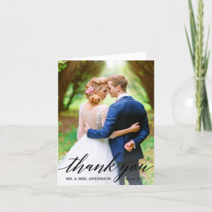 Calligraphy   Bride Groom Wedding Photo Note Thank You Card