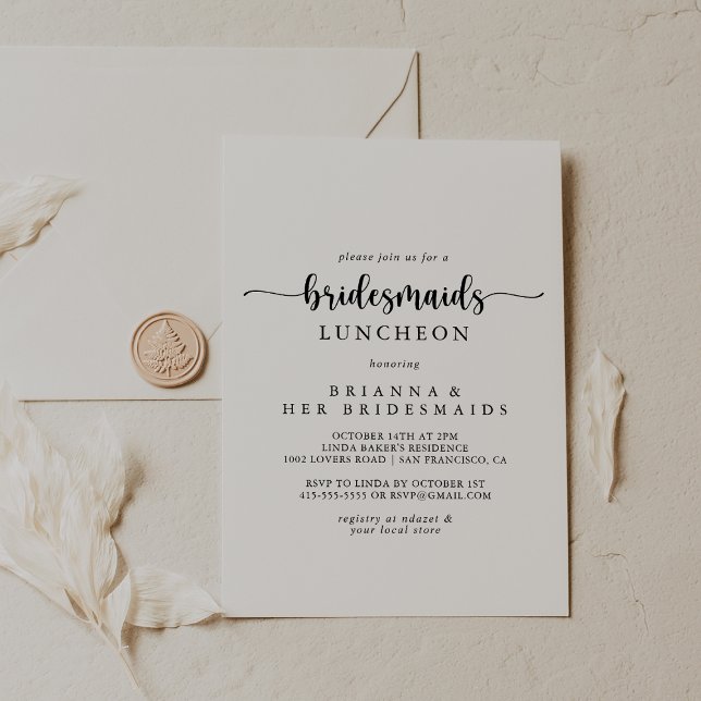Calligraphy Bridesmaids Luncheon Shower  Invitatio Invitation (Creator Uploaded)