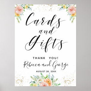 Calligraphy Cards and Gifts floral blush and gold Poster