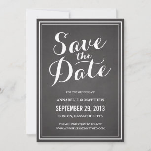 Calligraphy Chalkboard Save the Date Announcement