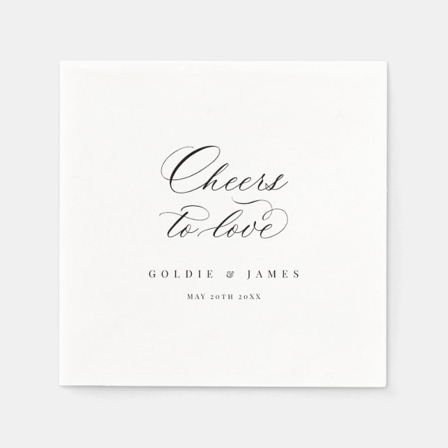 Calligraphy Cheers Napkin Wedding Party Bar Decor (Front)