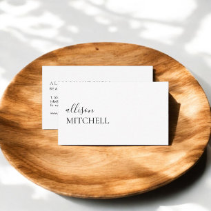Calligraphy Chic Girly Minimalist White Business Card