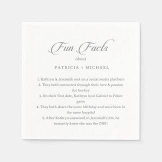 Calligraphy Chic Trivia Fun Facts Wedding Napkins