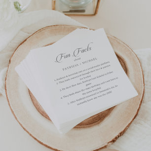 Calligraphy Chic Trivia Fun Facts Wedding Napkins