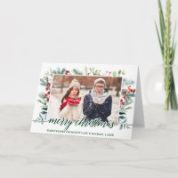 Calligraphy Christmas Greenery Couple Fold Green