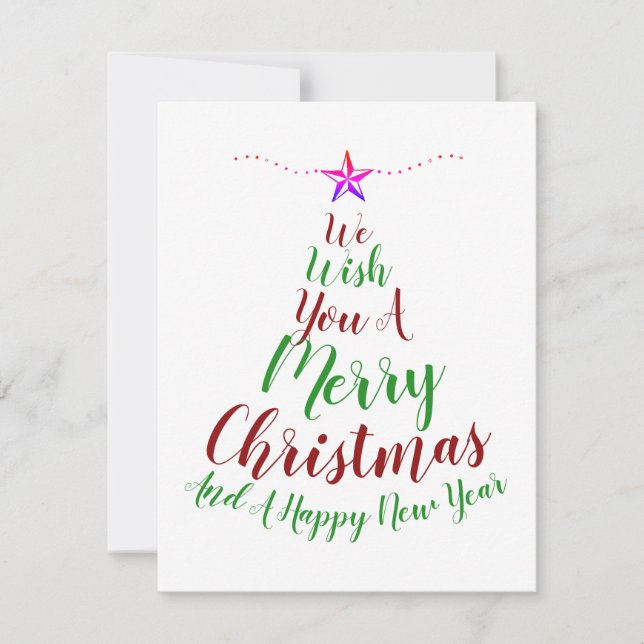 Calligraphy Christmas Tree And New Year Holiday Card (Front)