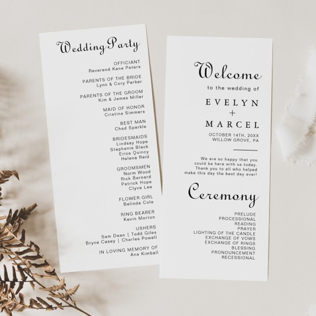 Calligraphy Classic Minimalist Timeline Wedding  Program (Creator Uploaded)
