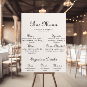 Calligraphy Classic Minimalist Wedding Bar Menu  Poster