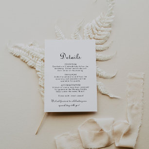 Calligraphy Classic Minimalist Wedding Details Enclosure Card