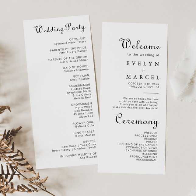 Calligraphy Classic Minimalist Wedding Program (Creator Uploaded)