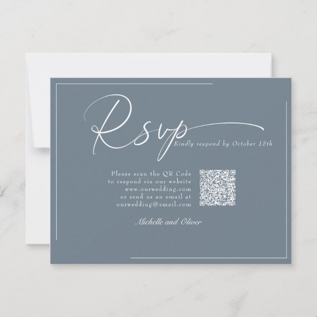 Calligraphy Classic Modern Wedding  QR Code RSVP (Front)