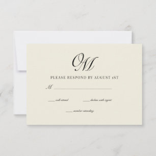 Calligraphy Classic Modern Wedding RSVP Card