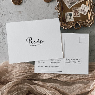 Calligraphy Classic Wedding Menu Choice Reply Postcard