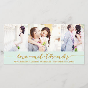 CALLIGRAPHY COLLAGE WEDDING THANK YOU PHOTO CARD
