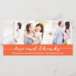 CALLIGRAPHY COLLAGE WEDDING THANK YOU PHOTO CARD