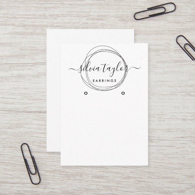 Calligraphy craft paper Earring display card (Front/Back In Situ)