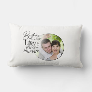 Calligraphy Custom Photo Birthday For Nephew Lumbar Cushion