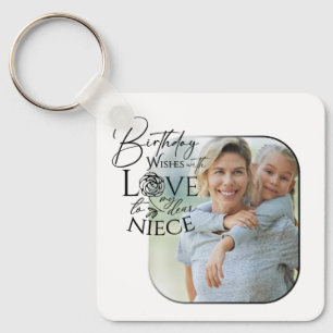 Calligraphy Custom Photo Birthday For Niece Key Ring