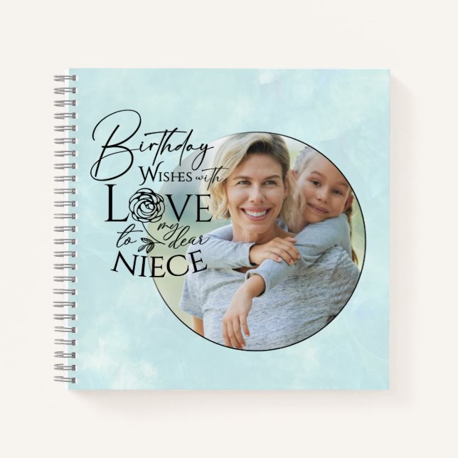 Calligraphy Custom Photo Birthday For  Niece Notebook (Front)
