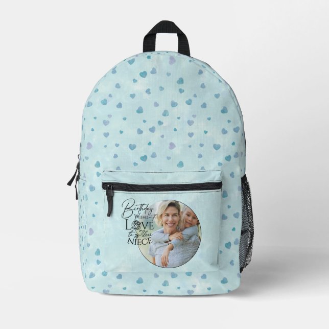 Calligraphy Custom Photo Birthday For  Niece Printed Backpack (Front)