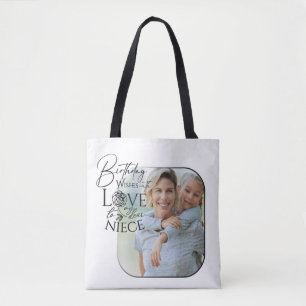 Calligraphy Custom Photo Birthday For Niece Tote Bag