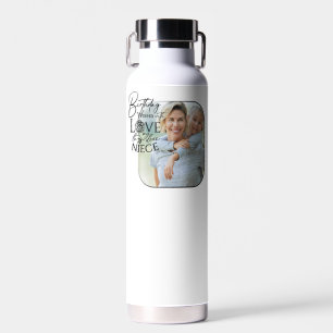 Calligraphy Custom Photo Birthday For Niece Water Bottle