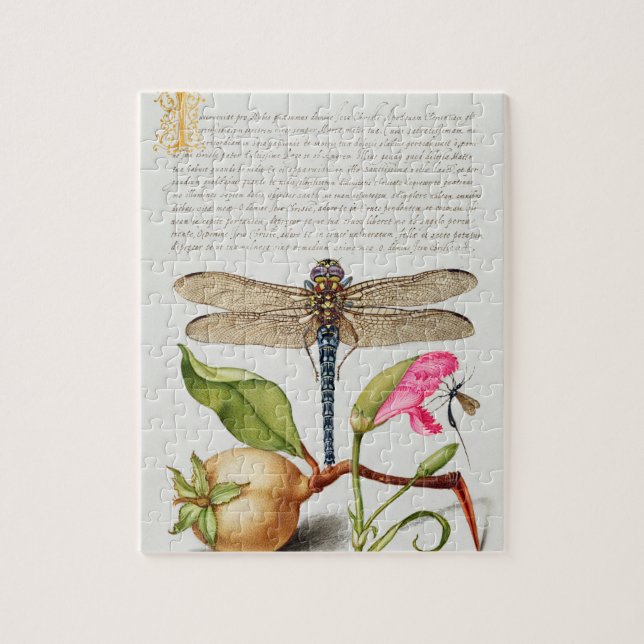 Calligraphy (Dragonfly, Carnation & Pear )   Jigsaw Puzzle (Vertical)