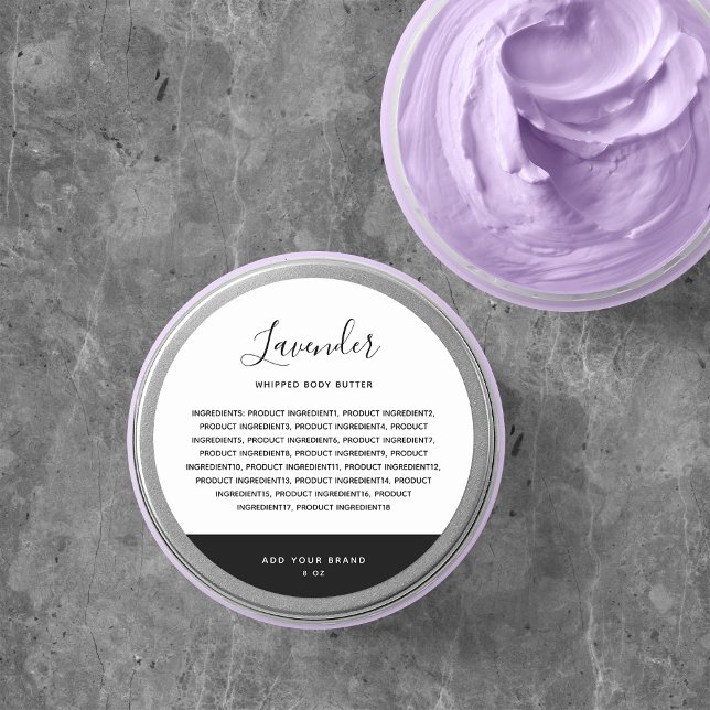 Calligraphy Editable Colours Contrast Ingredients Classic Round Sticker (Creator Uploaded)