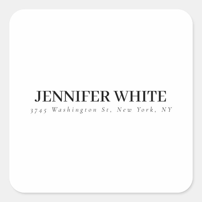 Calligraphy Elegant Black & White Bold Retro Square Sticker (Front)