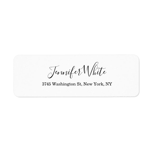 Calligraphy Elegant Black & White Chic Plain Return Address Label (Front)