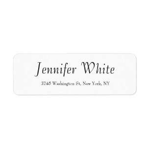 Calligraphy Elegant Black & White Minimalist Return Address Label